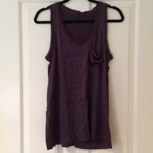 Theory Silk top w/chain embellishments and pocket